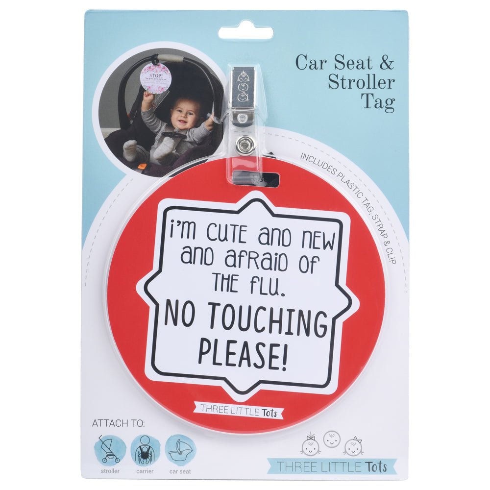 Three Little Tots Cute & New Afraid of the Flu Car Seat Tag - 