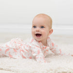 Sweet Bamboo Cute Ruffle Footie with 2 Way Zipper and Non Slip Grips for Babies - 