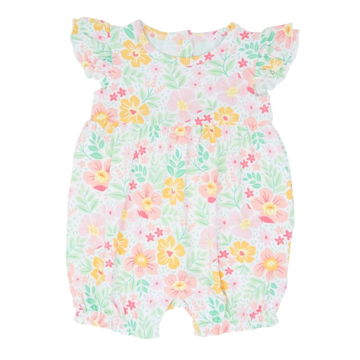 Sweet Bamboo Cute Ruffle Romper for Girls with Flutter Sleeves and Snap Closure - 