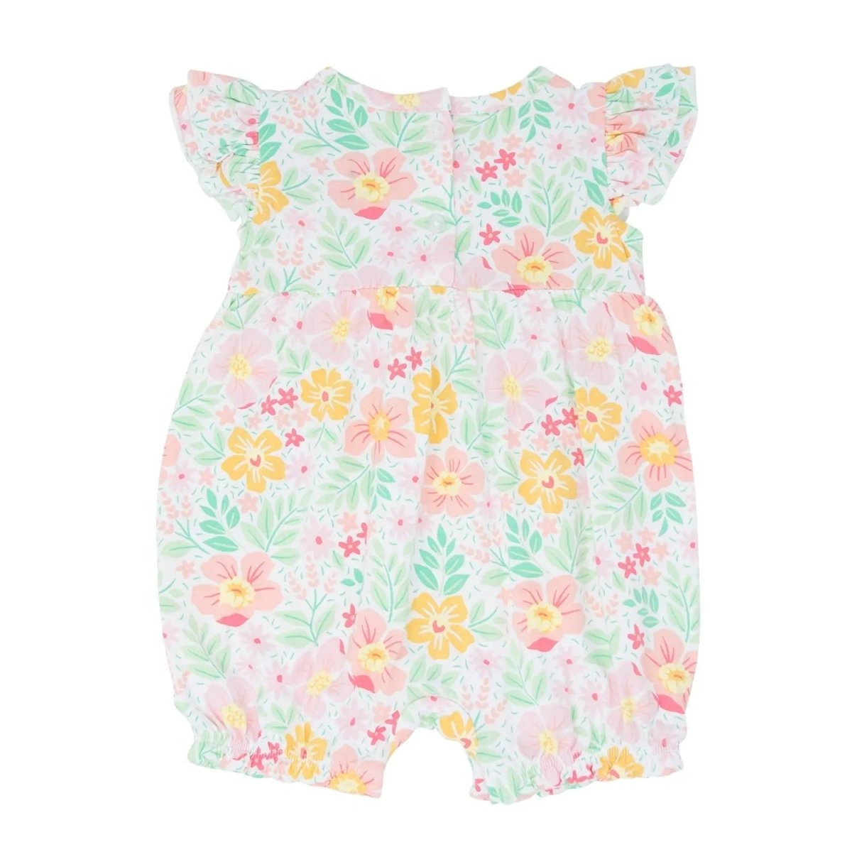 Sweet Bamboo Cute Ruffle Romper for Girls with Flutter Sleeves and Snap Closure - 