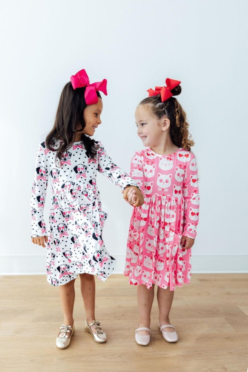 Mila & Rose ® Cutie Cat L/S Pocket Twirl Dress - 