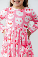 Mila & Rose ® Cutie Cat L/S Pocket Twirl Dress - 