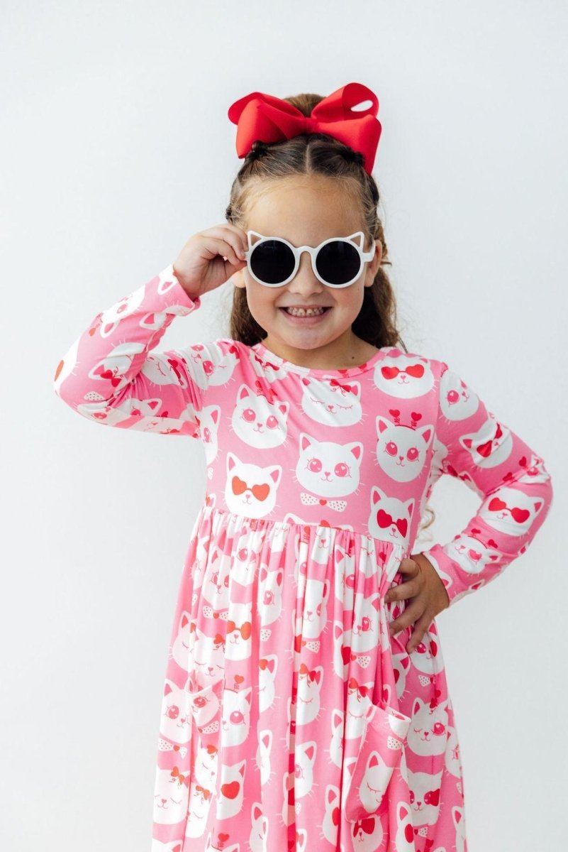 Mila & Rose ® Cutie Cat L/S Pocket Twirl Dress - 