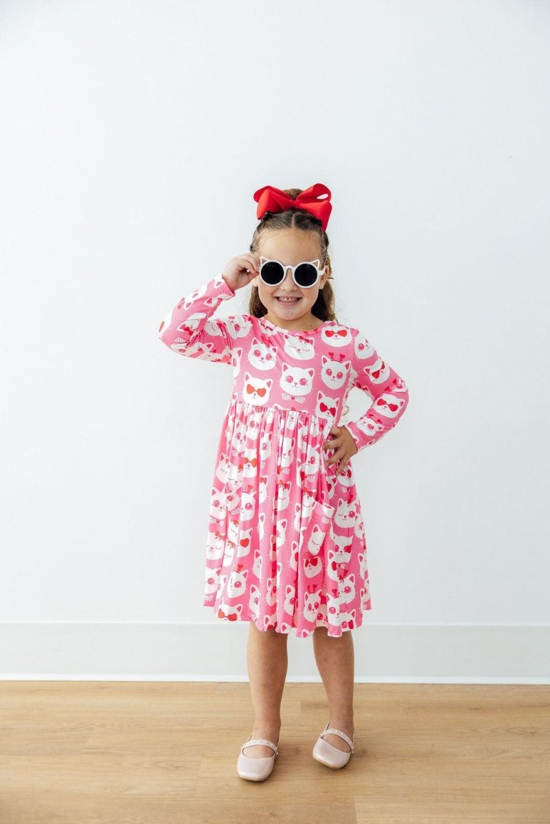 Mila & Rose ® Cutie Cat L/S Pocket Twirl Dress - 