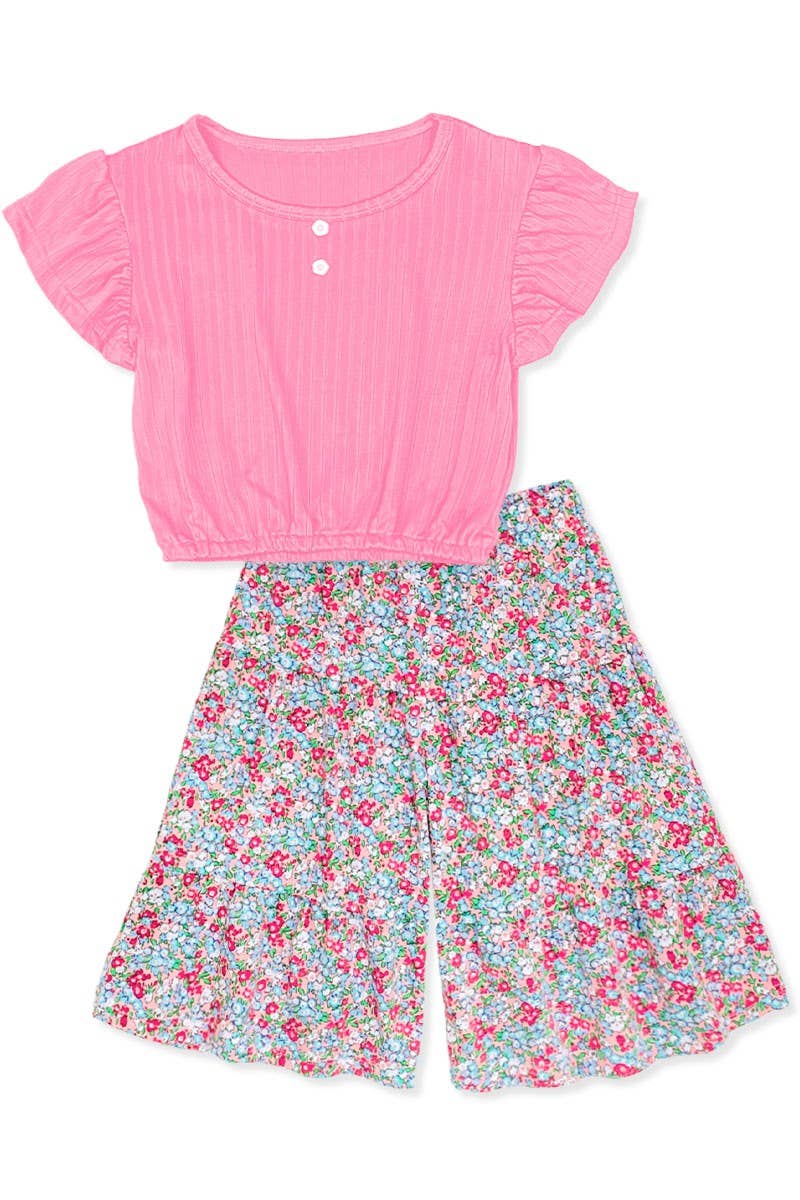 Cutie Patootie Clothing Cutie Patootie Clothing Girls 2 Piece Floral Gaucho Flare Set GKSS L23 3101BEveretts Place