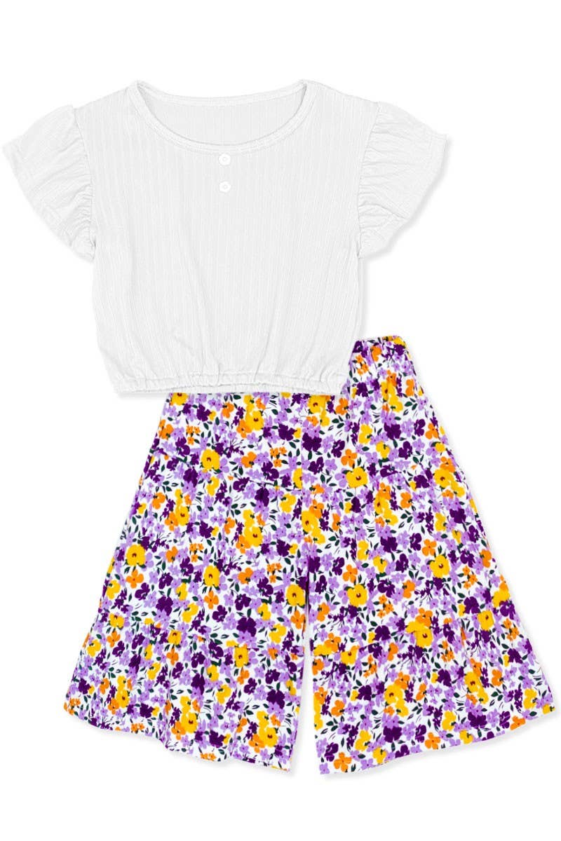 Cutie Patootie Clothing Cutie Patootie Clothing Girls 2 Piece Floral Gaucho Flare Set GKSS L23 3101BEveretts Place