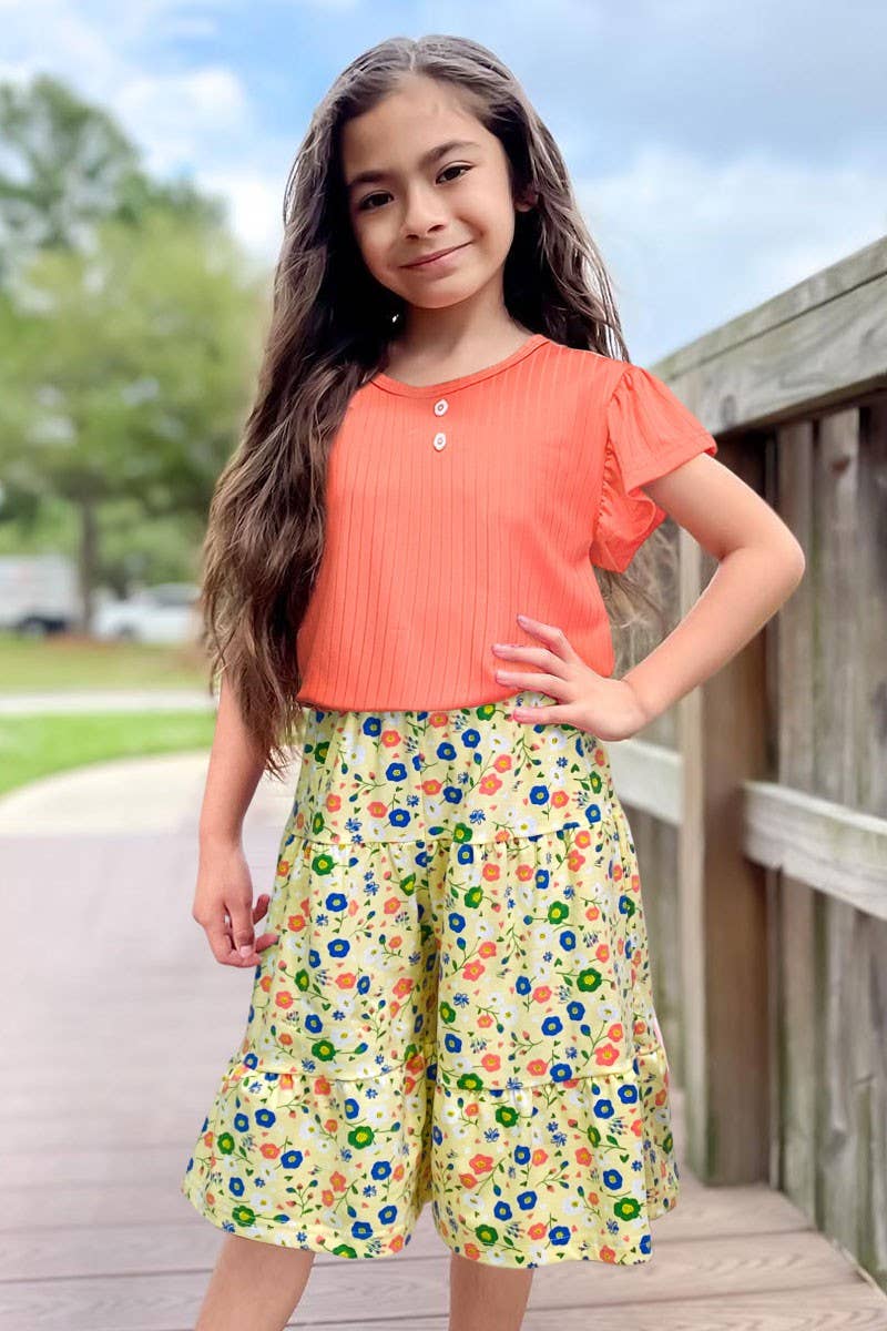 Cutie Patootie Clothing Cutie Patootie Clothing Girls 2 Piece Floral Gaucho Flare Set GKSS L23 3101BEveretts Place