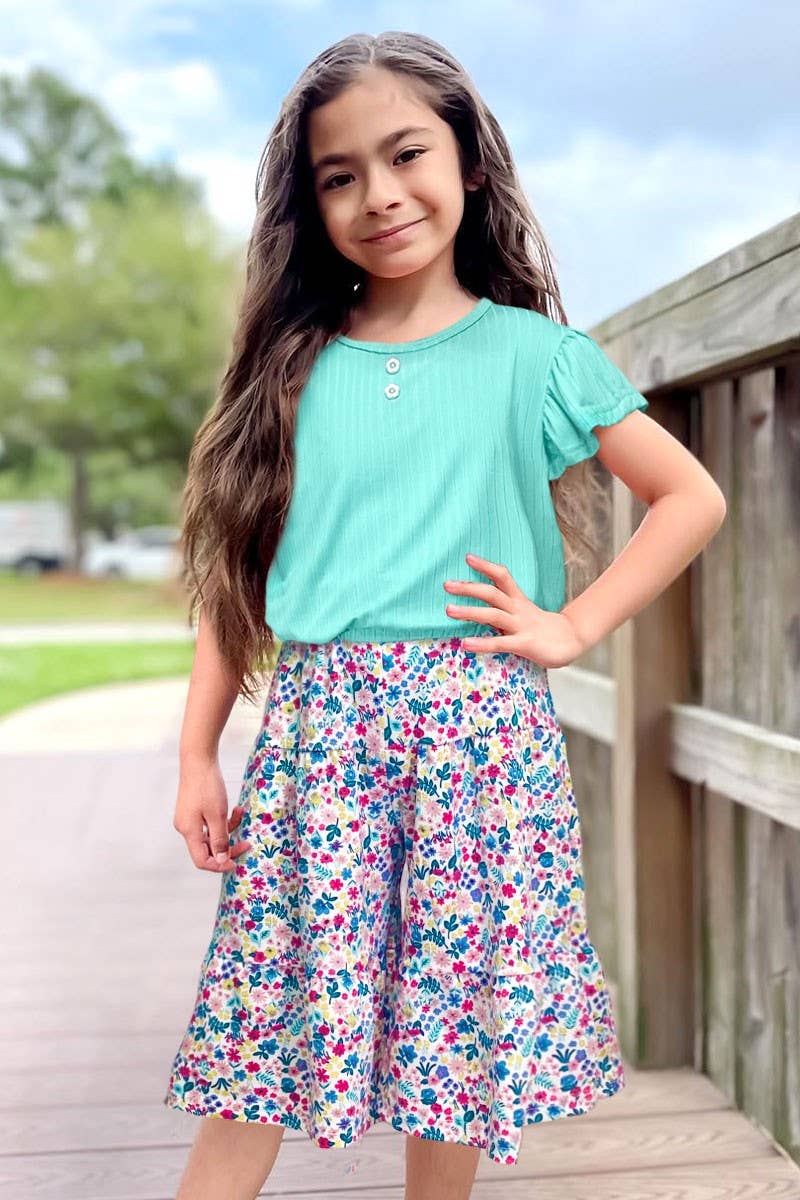 Cutie Patootie Clothing Cutie Patootie Clothing Girls 2 Piece Floral Gaucho Flare Set GKSS L23 3101BEveretts Place
