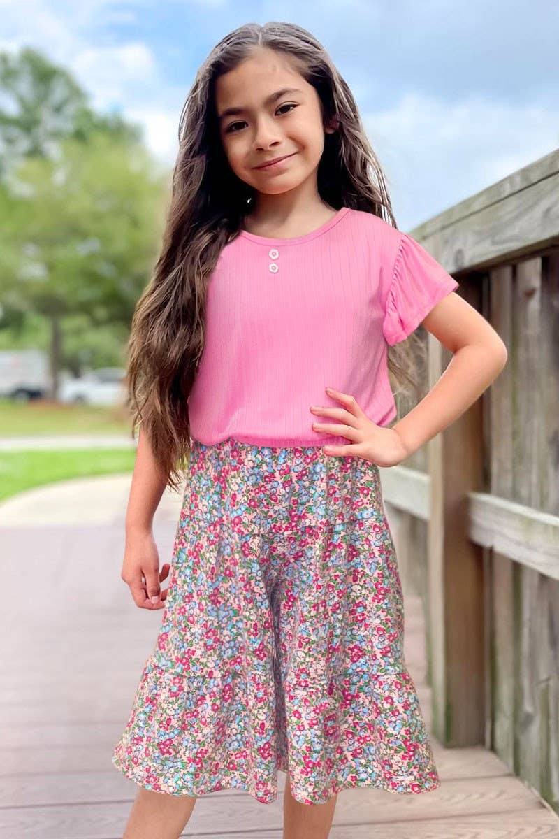 Cutie Patootie Clothing Cutie Patootie Clothing Girls 2 Piece Floral Gaucho Flare Set GKSS L23 3101BEveretts Place