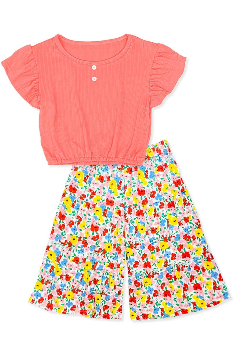 Cutie Patootie Clothing Cutie Patootie Clothing Girls 2 Piece Floral Gaucho Flare Set GKSS L23 3101BEveretts Place