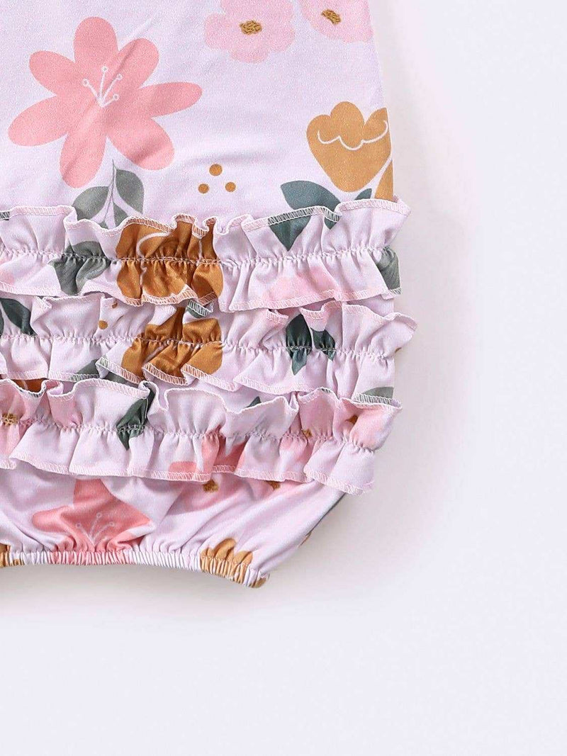 Clover Cottage - Blush Blooms Baby Gown with matching headband