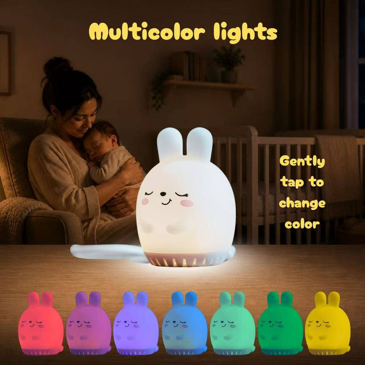 Sleeping Pal mini bunny-shaped sound machine night light for toddlers.