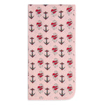 Square baby swaddle blanket with a daddy-themed print, spread flat to show its full pattern.