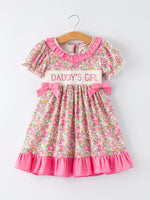 Organic "DADDY'S GIRL" Bow Embroidered Ruffle Collar Girl Dress - Rylee Faith Designs 2