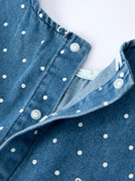Spring Bow Dot Denim Ruffle Top and Pants Set 3/4 Pants by Rylee Faith Designs