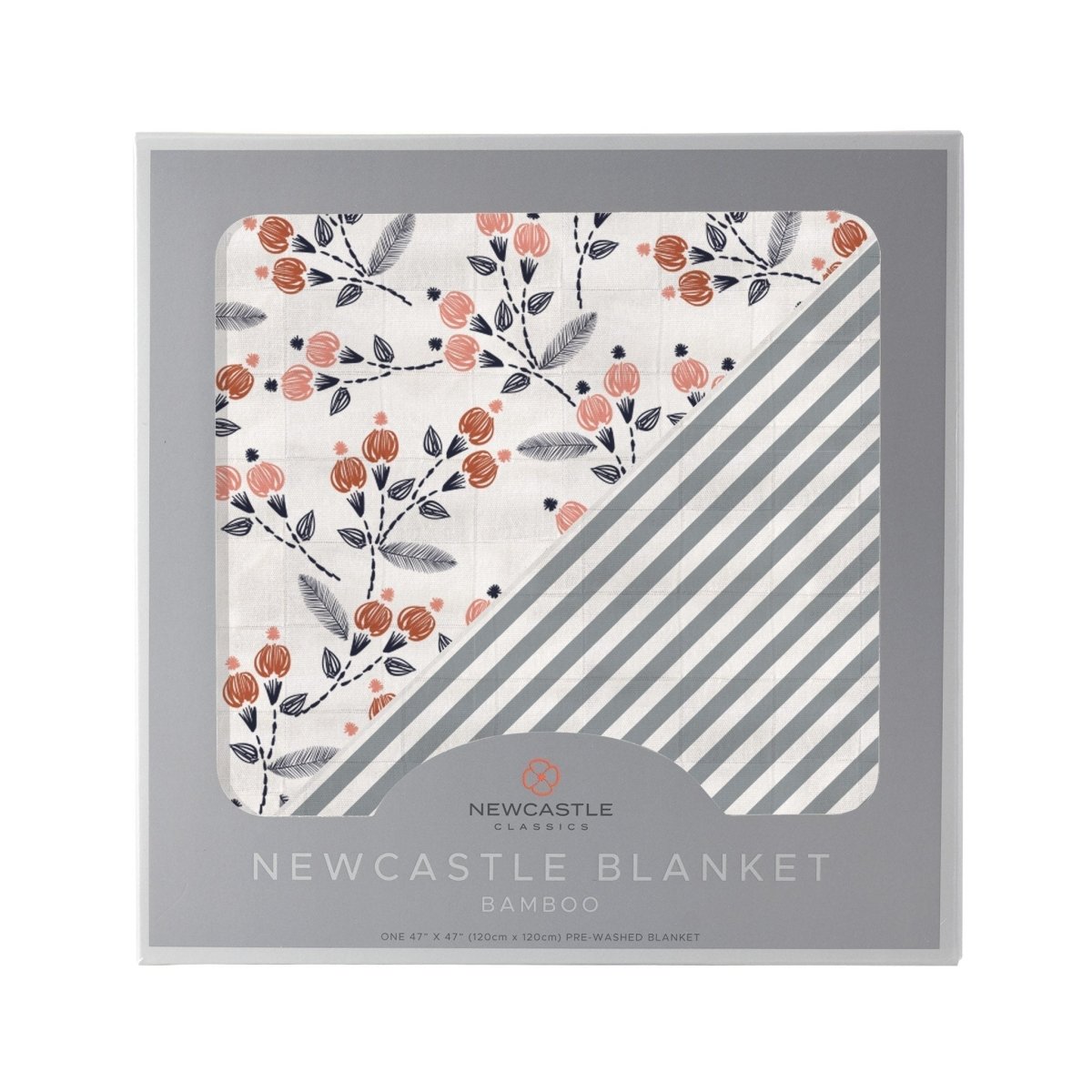 Newcastle Classics Dahlia Bamboo Muslin Blanket with Floral Design for Cozy Kids Snuggles - 
