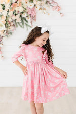 Mila & Rose ® Dahlia Doodles 3/4 Sleeve Ruffle Twirl Dress - 