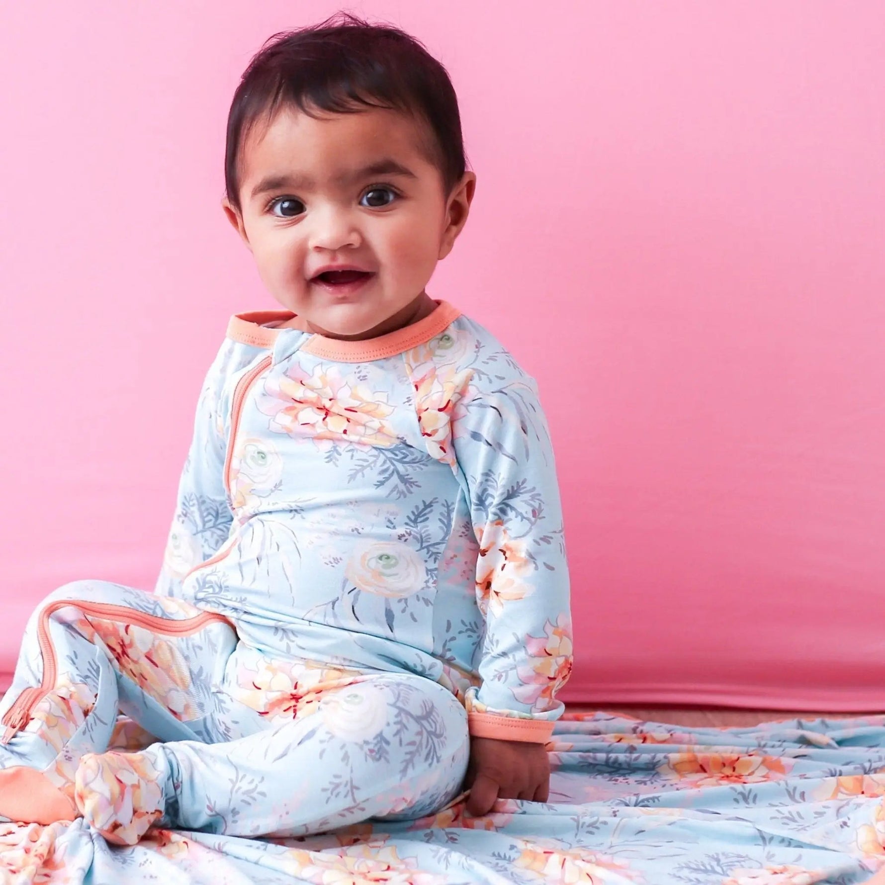 Bestaroo Dahlia Footie Baby Footed Pajama With Zipper And Built In Fold Over - 