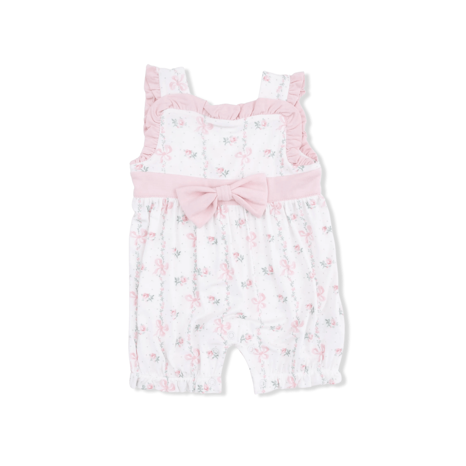 Dainty Buds and Bows - Bow Playsuit - Baby & Toddler Clothing, White, Textile, Dress, Pink | Everetts Place