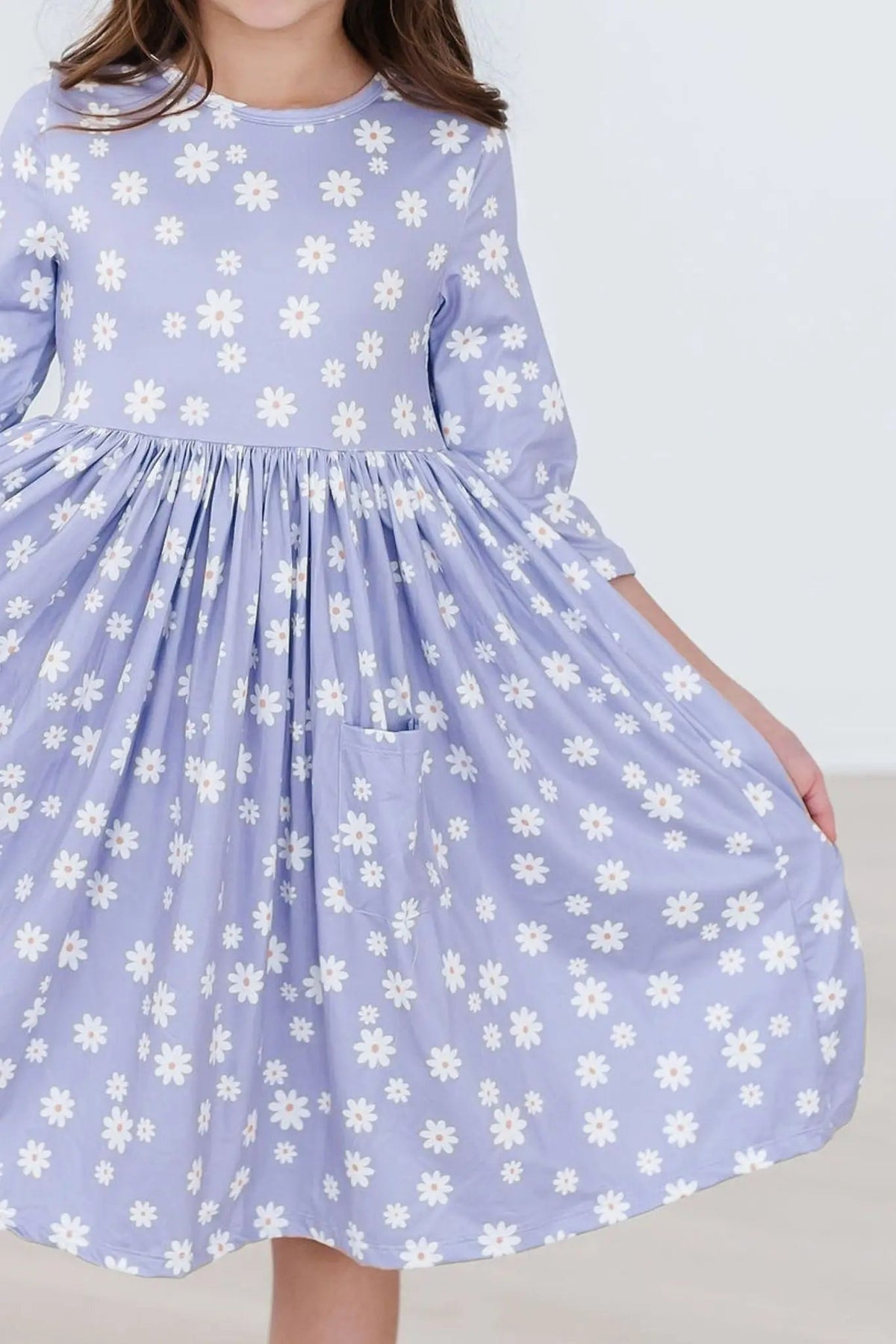 Mila & Rose ® Dainty Daisies 3/4 Sleeve Pocket Twirl Dress - 