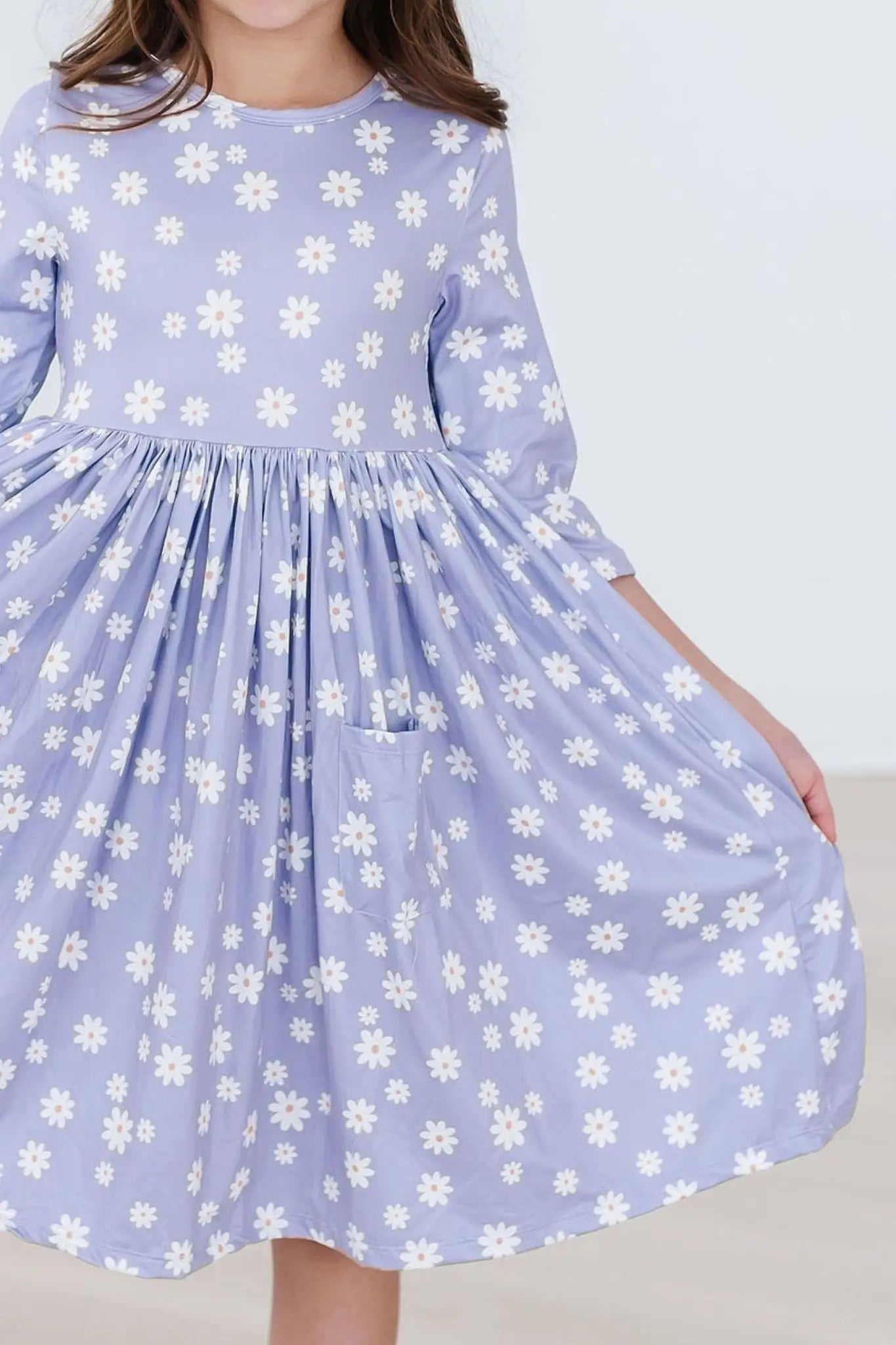Mila & Rose ® Dainty Daisies 3/4 Sleeve Pocket Twirl Dress - 