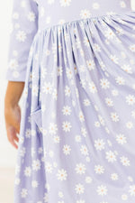 Mila & Rose ® Dainty Daisies 3/4 Sleeve Pocket Twirl Dress - 