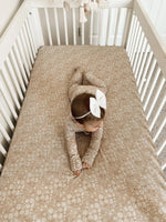 Little Joy Co. Dainty Ditsy Bamboo Crib Sheet Beige Floral Print Pattern - Everetts Place Boutique - 