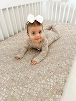 Little Joy Co. Dainty Ditsy Bamboo Crib Sheet Beige Floral Print Pattern - Everetts Place Boutique - 