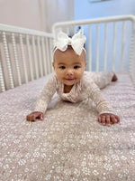 Little Joy Co. Dainty Ditsy Bamboo Crib Sheet Beige Floral Print Pattern - Everetts Place Boutique - 