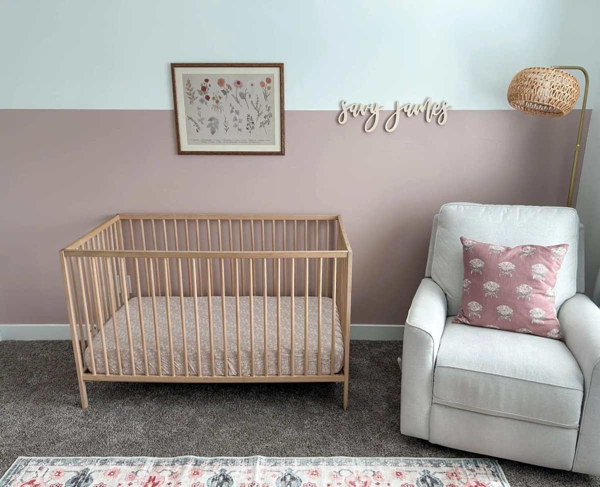 Little Joy Co. Dainty Ditsy Bamboo Crib Sheet Beige Floral Print Pattern - Everetts Place Boutique - 