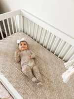 Little Joy Co. Dainty Ditsy Bamboo Crib Sheet Beige Floral Print Pattern - Everetts Place Boutique - 