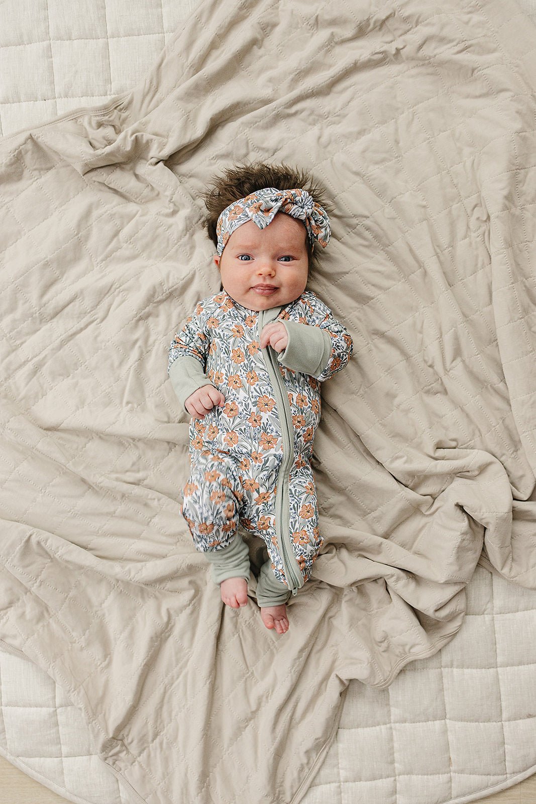 Mebie Baby Dainty Meadow Bamboo Zipper Baby Sleepwear for Newborns to 18 Months - 