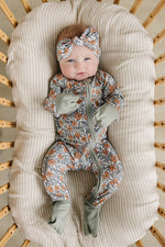 Mebie Baby Dainty Meadow Bamboo Zipper Baby Sleepwear for Newborns to 18 Months - 