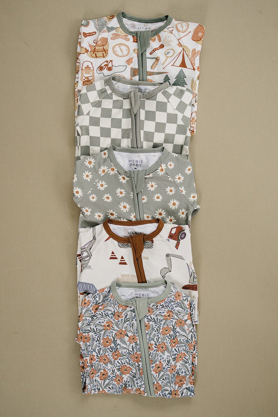 Mebie Baby Dainty Meadow Bamboo Zipper Baby Sleepwear for Newborns to 18 Months - 