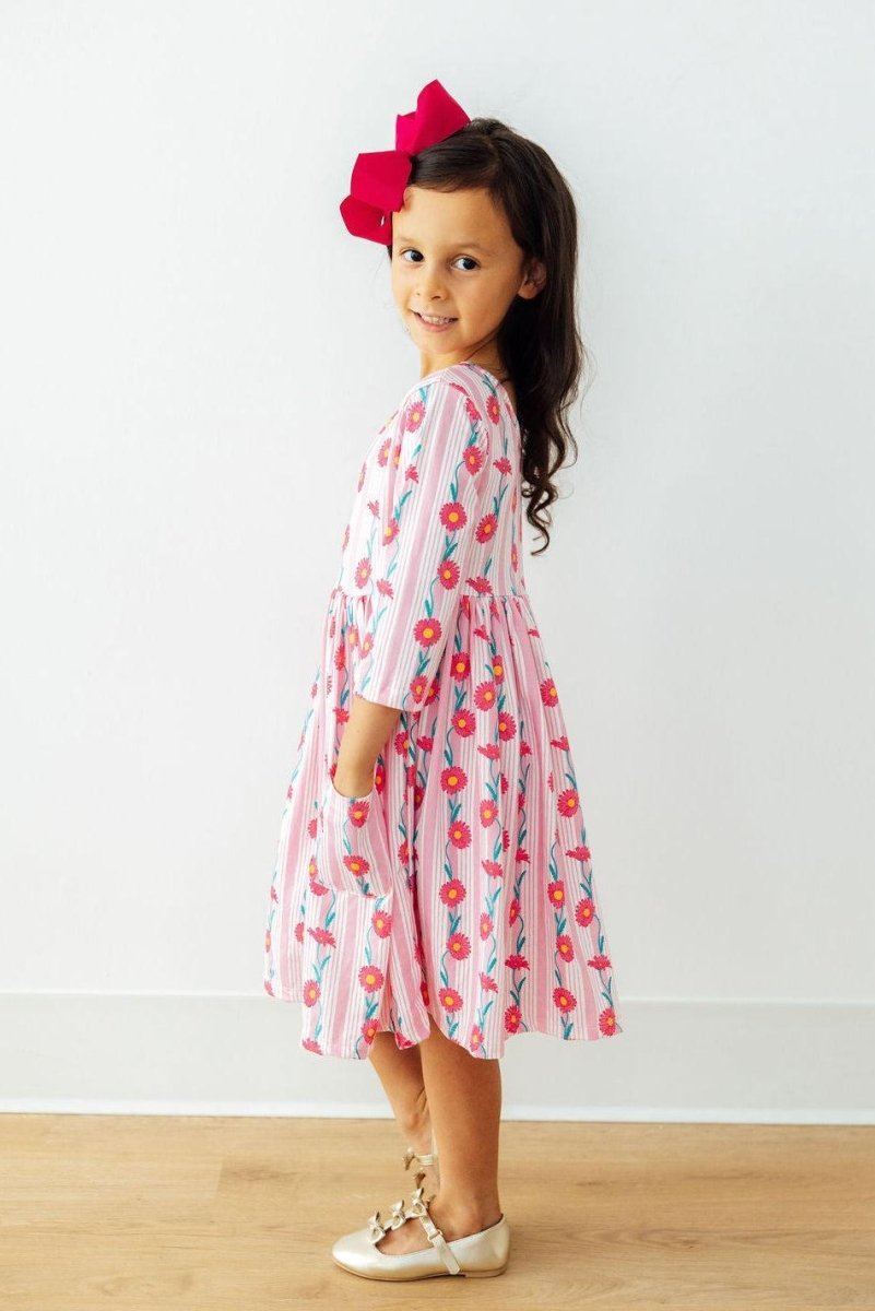 Mila & Rose ® Daisy Chain 3/4 Sleeve Pocket Twirl Dress - 