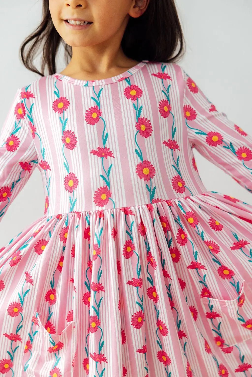 Mila & Rose ® Daisy Chain 3/4 Sleeve Pocket Twirl Dress - 