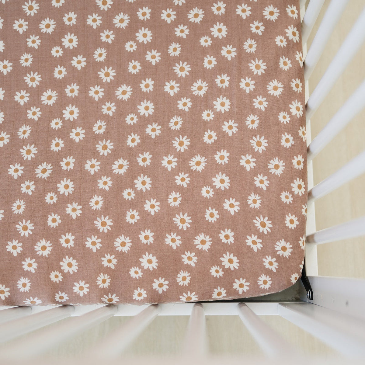 Daisy Dream Muslin Crib Sheet - Textile, Linens, Brown, Creative arts, Polka dot | Everetts Place