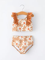 Rylee Faith Designs Daisy Floral Girls Ruffle Two Piece Swimsuit - 