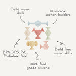 Mushie Daisy Silicone Suction Builder Toys Set of 18 Flexible Non-Toxic Fun for Motor Skills and Creativity -