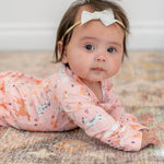 Sweet Bamboo Dalmatian Poodle Puppy Ruffle Footie with Two Way Zipper for Babies - 