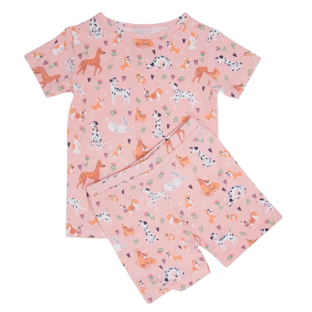 Sweet Bamboo Dalmatian Poodle Puppy Summer Pajama Set with Fun Print for Kids - 