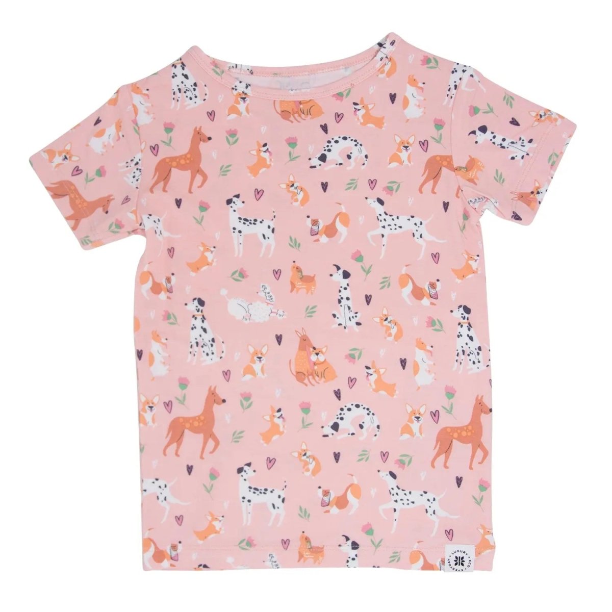 Sweet Bamboo Dalmatian Poodle Puppy Summer Pajama Set with Fun Print for Kids - 