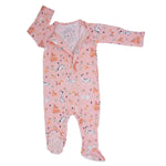 Sweet Bamboo Dalmatian Poodle Puppy Zipper Footie with Silicone Grips for Babies - 