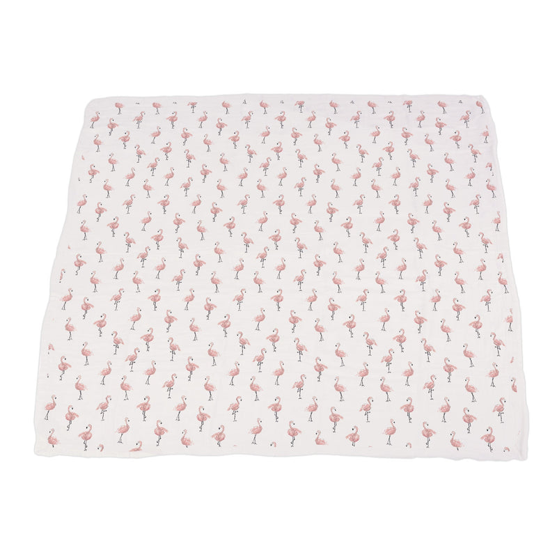 Dancing Flamingo and Little Leopard Newcastle Blanket 100 Percent Natural Bamboo Muslin 47 Inch x 47 Inch Four Layer Soft Breathable Baby Blanket Newcastle Classics