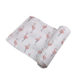 Newcastle Classics Dancing Flamingo Bamboo Muslin Swaddle Soft Breathable Cover for Babies - 