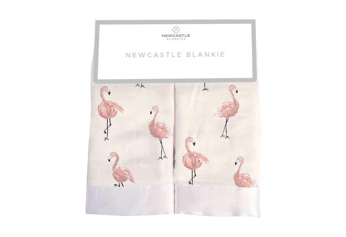 Newcastle Classics Dancing Flamingo Newcastle Blankie with Bamboo Muslin for Kids - 
