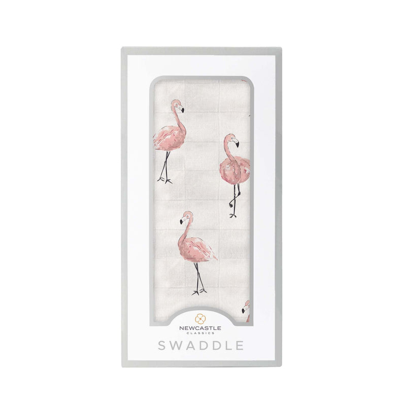 Dancing Flamingo Bamboo Muslin Swaddle Soft Breathable Pre Washed Multi Use Cover Newcastle Classics