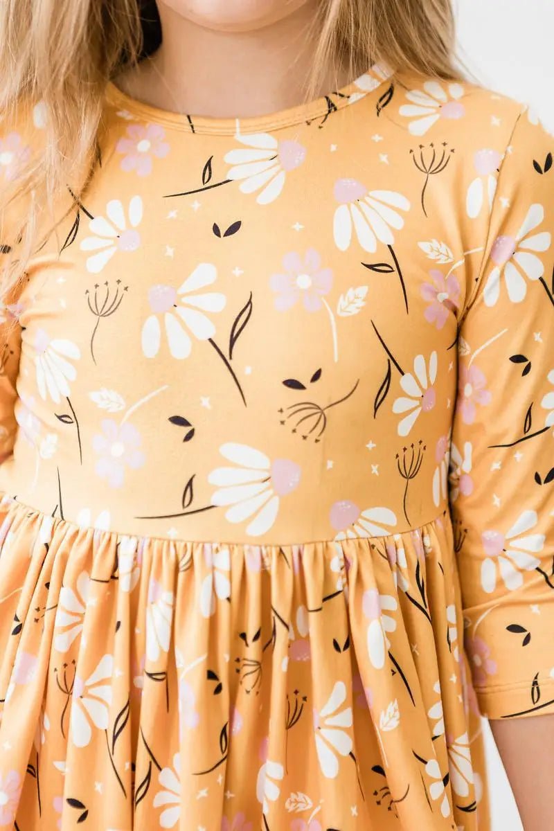 Mila & Rose ® Dandelions in Fall 3/4 Sleeve Pocket Twirl Dress - 