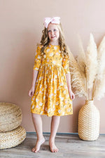 Mila & Rose ® Dandelions in Fall 3/4 Sleeve Pocket Twirl Dress - 