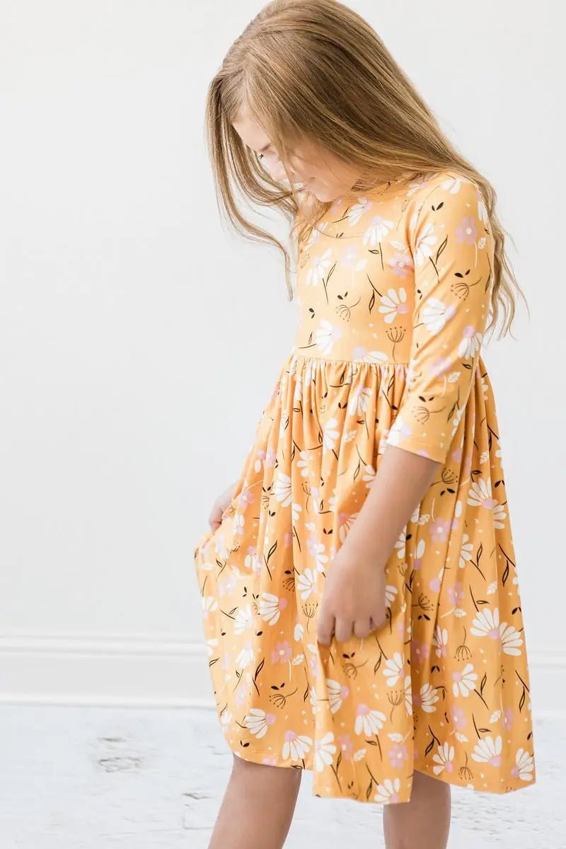 Mila & Rose ® Dandelions in Fall 3/4 Sleeve Pocket Twirl Dress - 